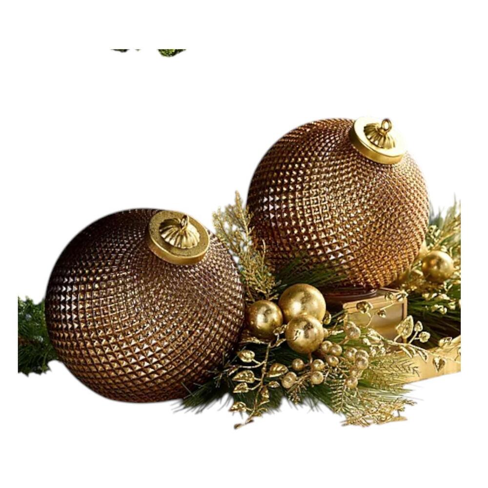 Valerie 2-Pack 8" Diamond Glass Tabletop Ornaments Chocolate